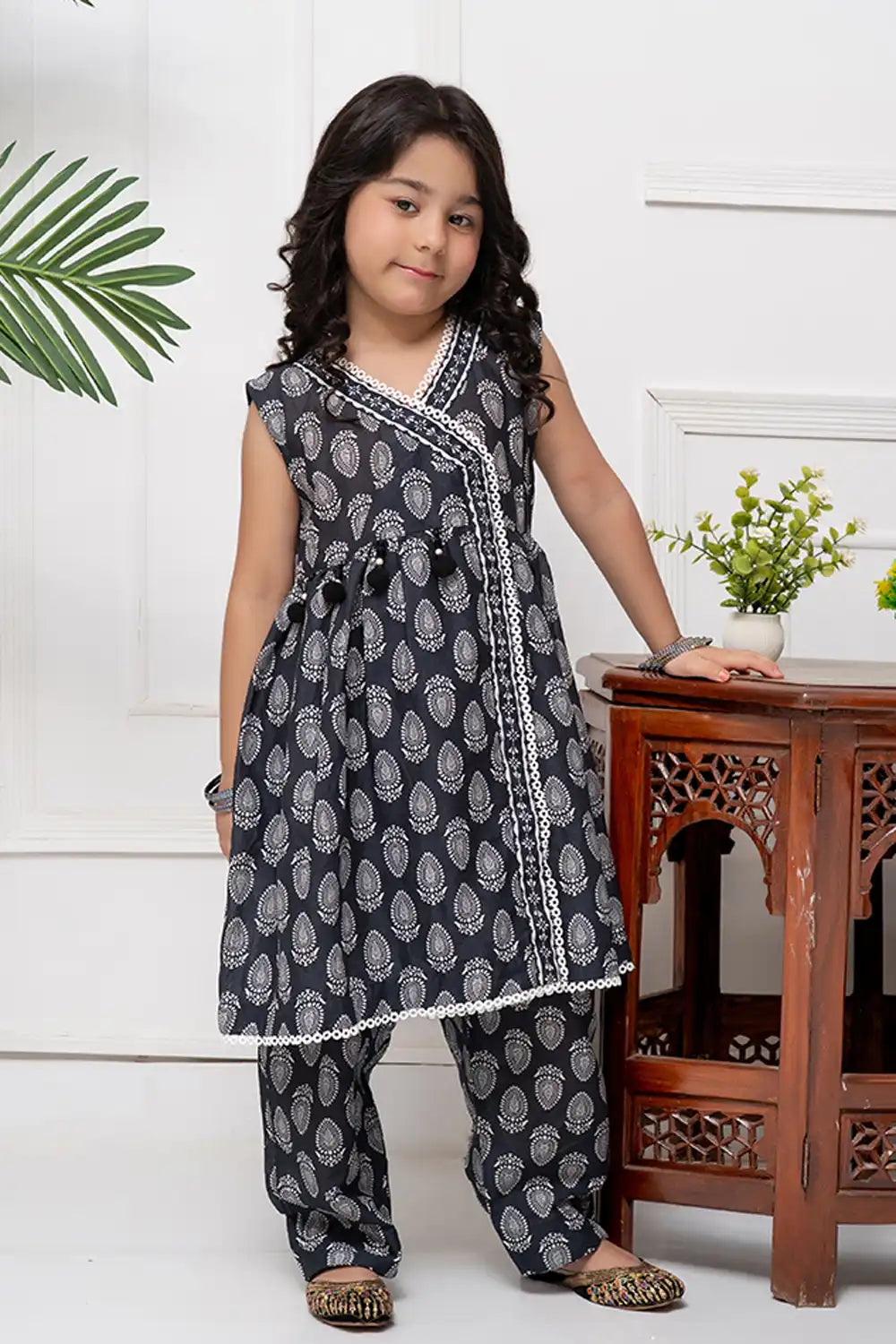 2 Piece Lawn Printed Anrakha Style Frock with Trouser K-DP-023