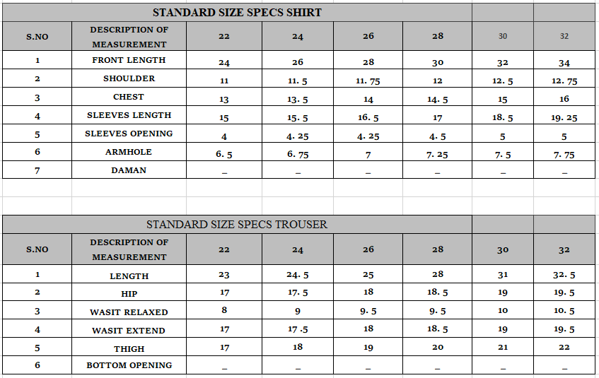 Size Guide