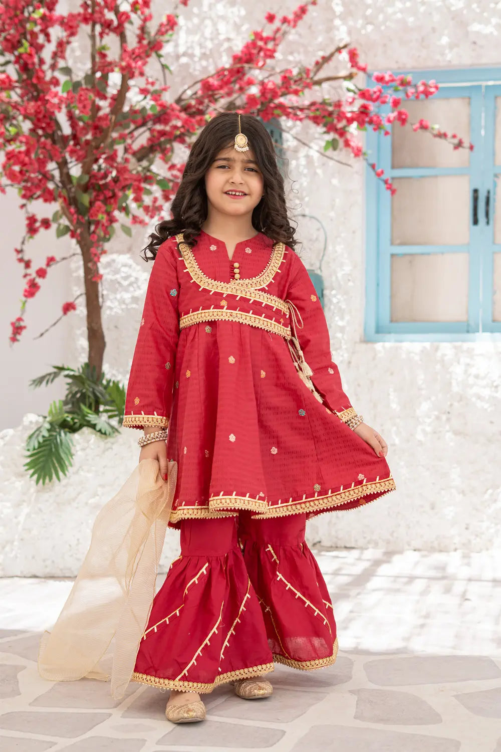 Embroidered Jacquard Angrakha Suit - K-MG-020