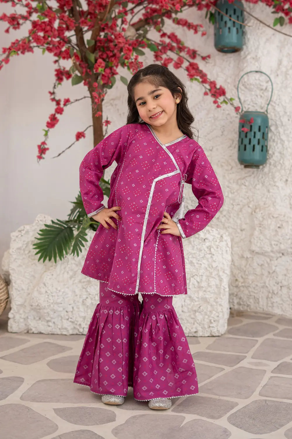 Printed Cotton Angrakha Gharara Co-Ord Set - K-MG-024