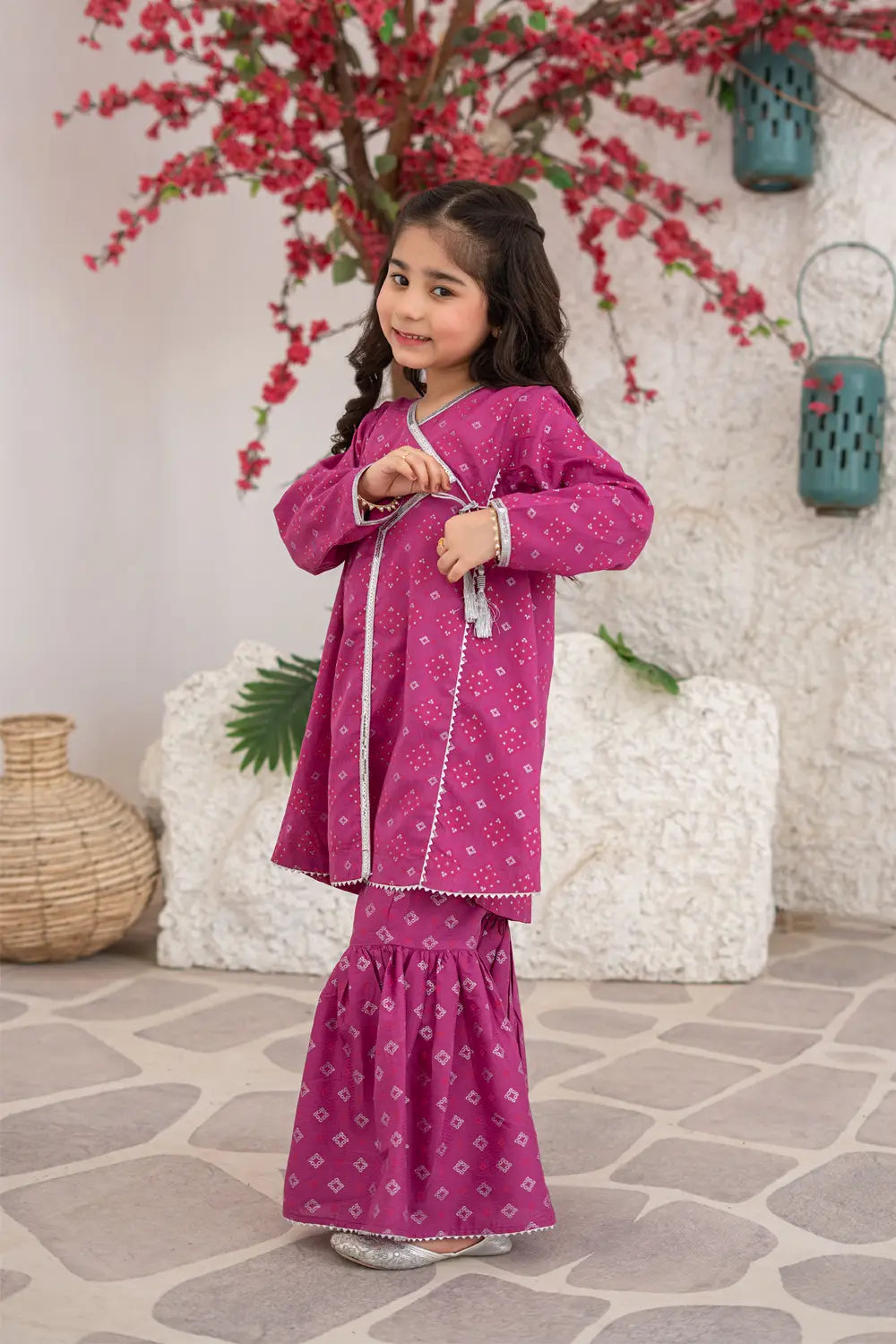Printed Cotton Angrakha Gharara Co-Ord Set - K-MG-024