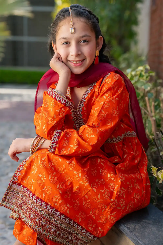 3 Piece Stitched Dress Table Print Embroidered K-SFC-002