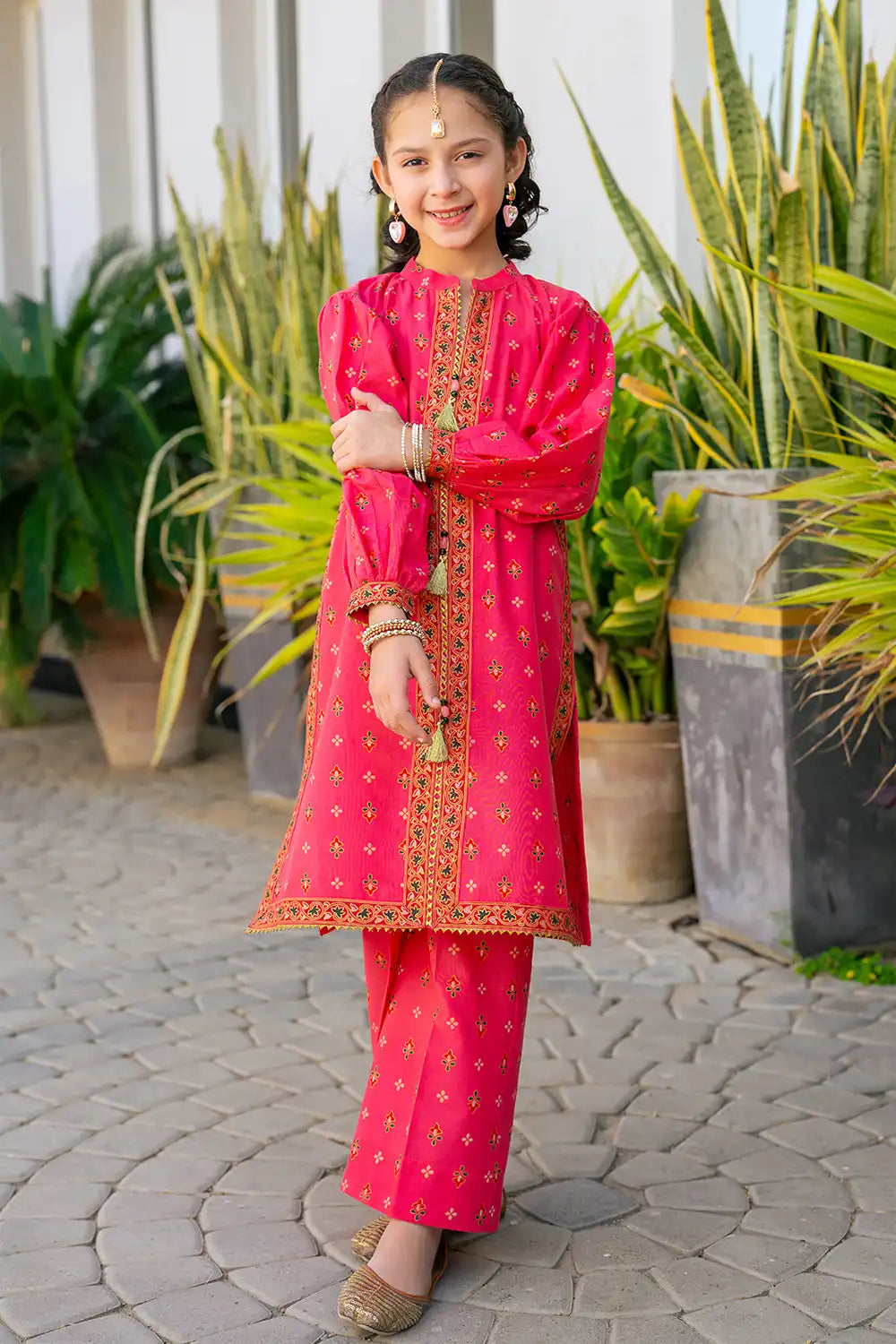 2 Piece Suit Lawn Screen Gold Printed Shirt with Plazzo K-SFC-016