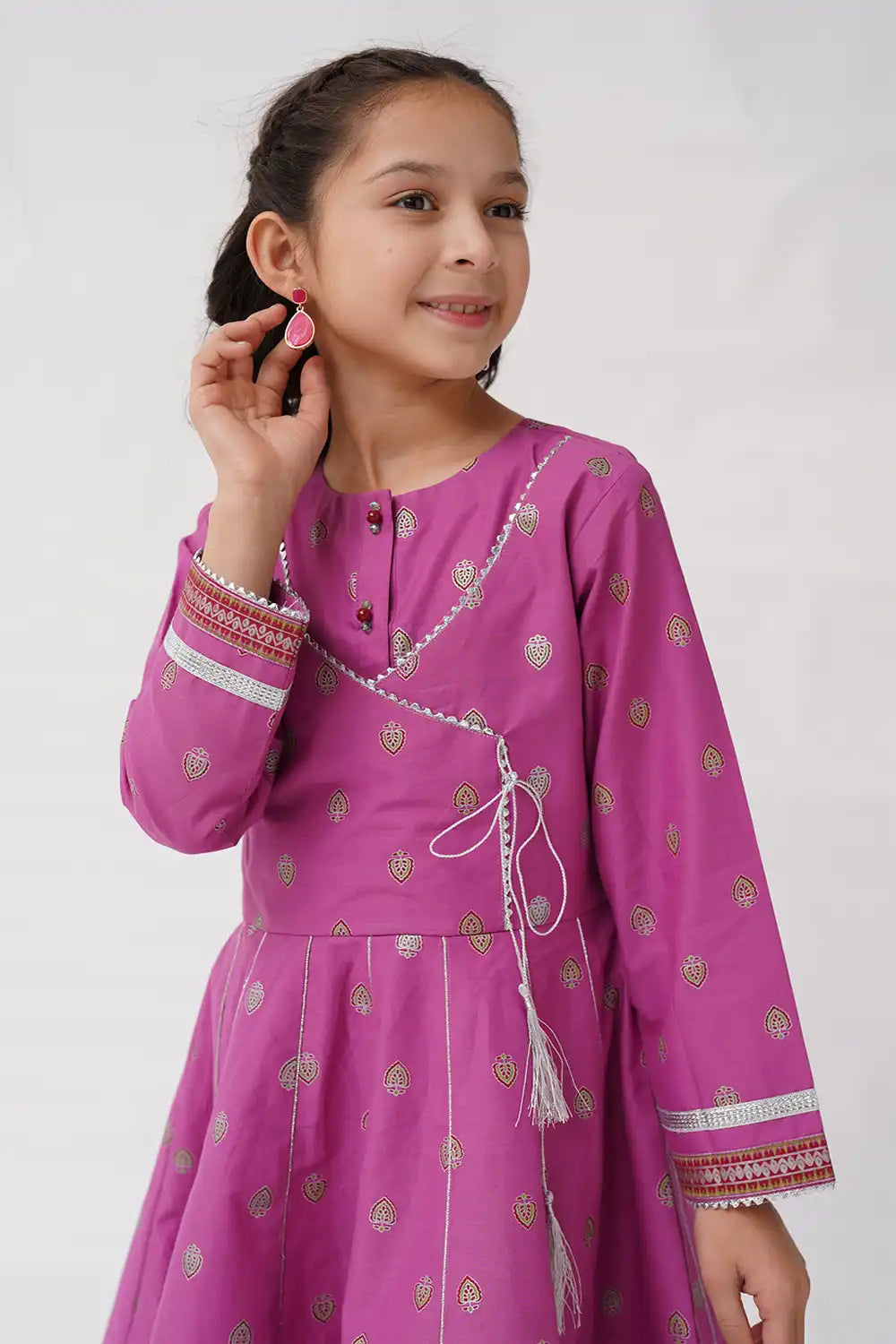 2 Piece Angrakha Frock with Straight Trouser K-SFC-017