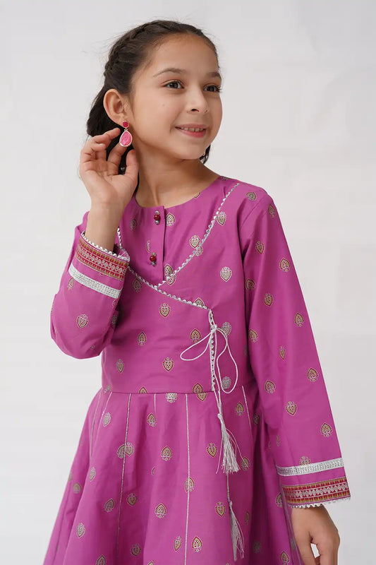 2 Piece Angrakha Frock with Straight Trouser K-SFC-017