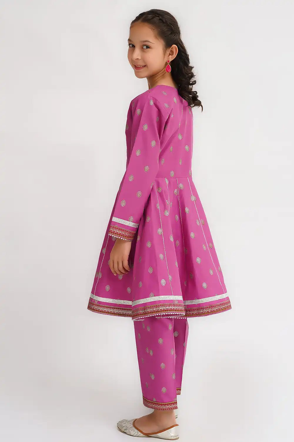 2 Piece Angrakha Frock with Straight Trouser K-SFC-017