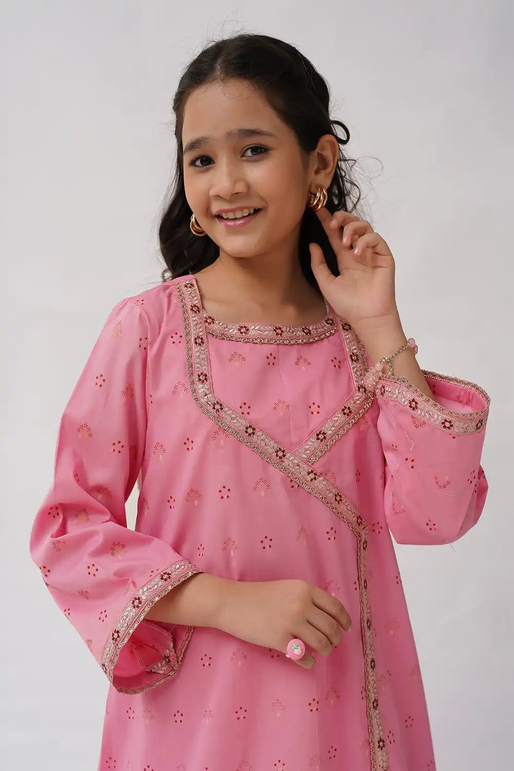 2 Piece Suit Jacquard Embroidered Angrakha Frock Style K-SFC-018