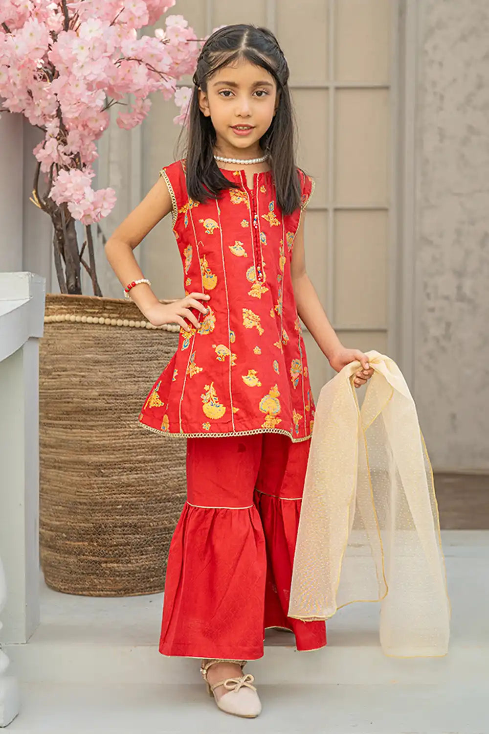 3 Piece Suit Table Print Cotton Lawn Festive wear K-TP-020