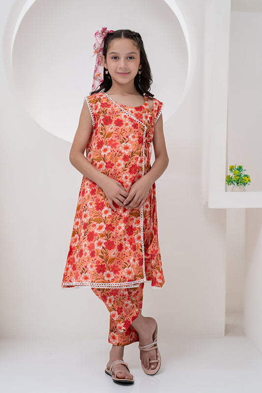 2 Piece Lawn A-Line Frock Angrakha Style K-ALPRTW-054