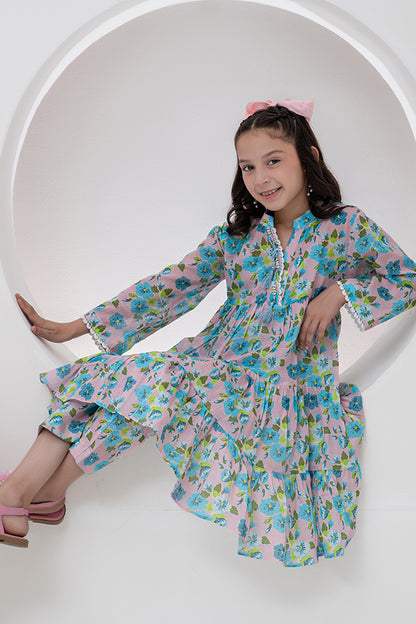 2 Piece Lawn Frill Frock Digital Printed K-ALPRTW-055