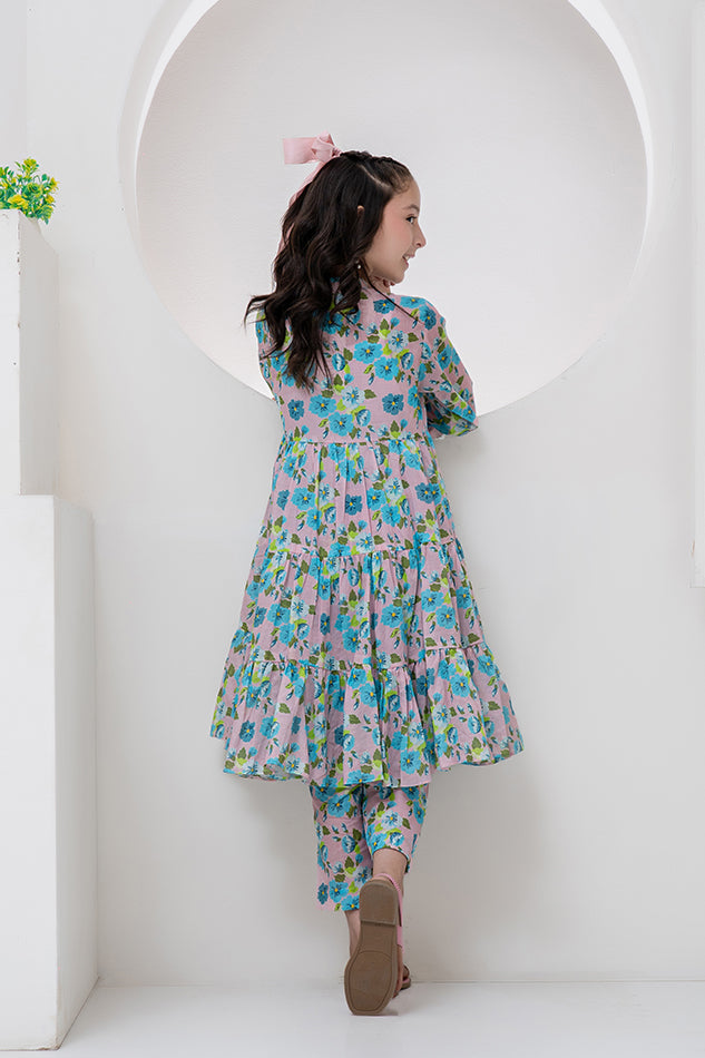 2 Piece Lawn Frill Frock Digital Printed K-ALPRTW-055