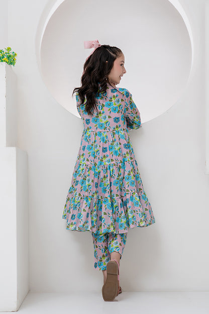 2 Piece Lawn Frill Frock Digital Printed K-ALPRTW-055