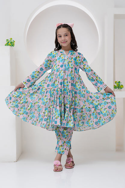 2 Piece Lawn Frill Frock Digital Printed K-ALPRTW-055