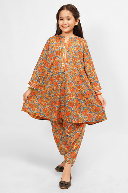 2 Piece Lawn Cotton Suit with Printed Shirt & Shalwar ALPRTW-023