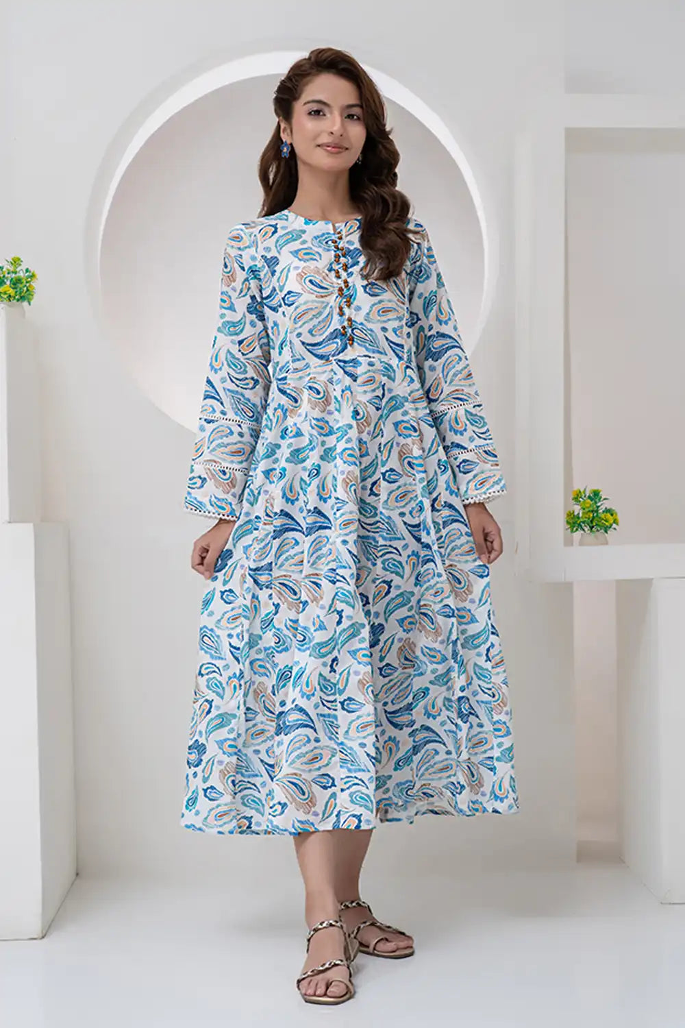Lawn Round Neck Maxi - Maxi-006