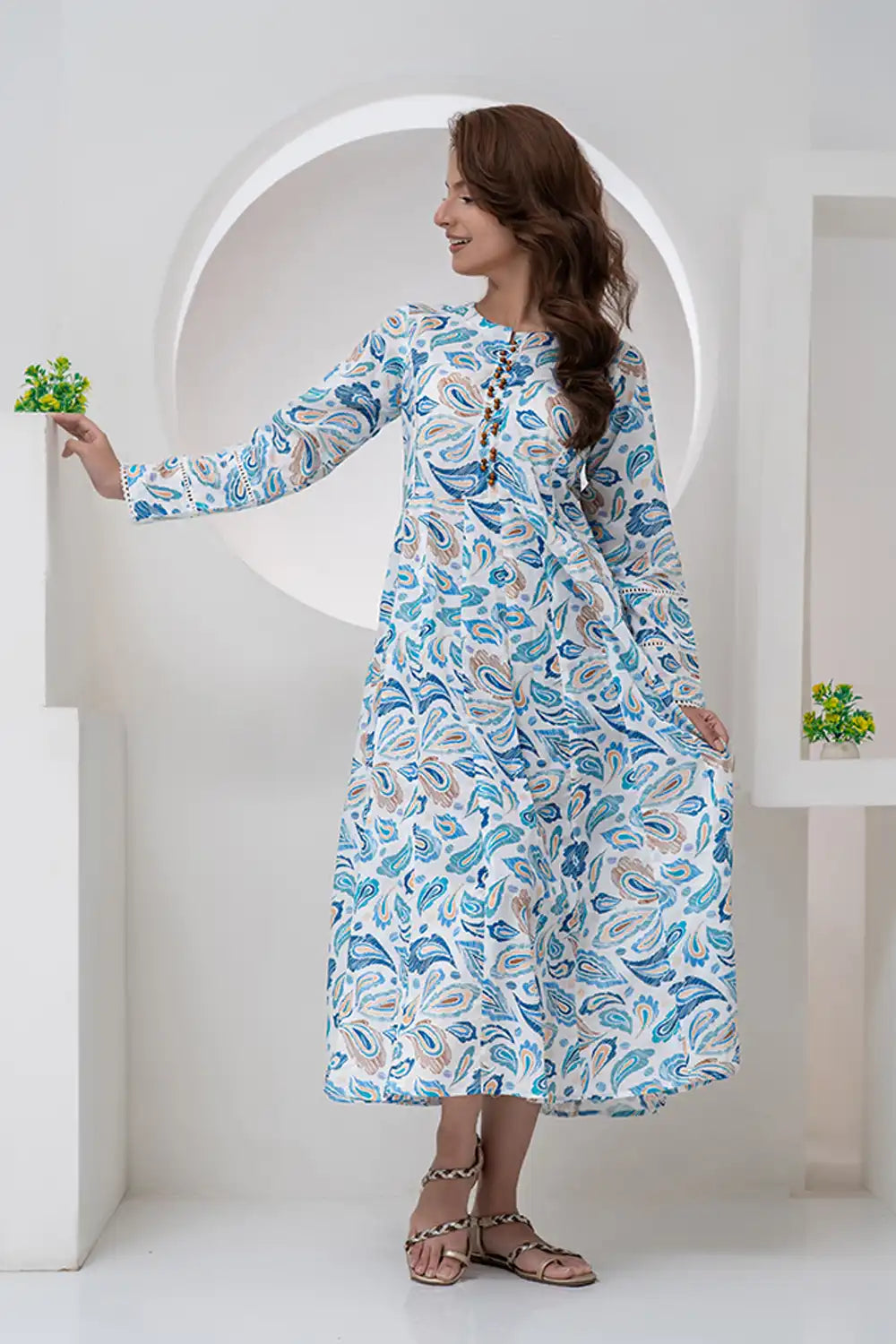 Lawn Round Neck Maxi - Maxi-006