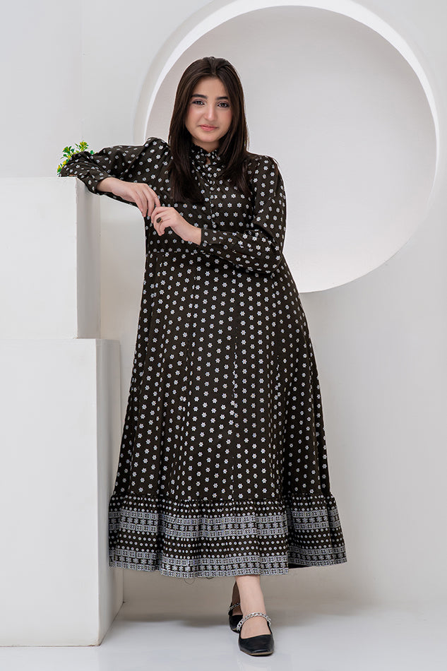 1 Piece Digital Printed Cambric Lawn Maxi-020