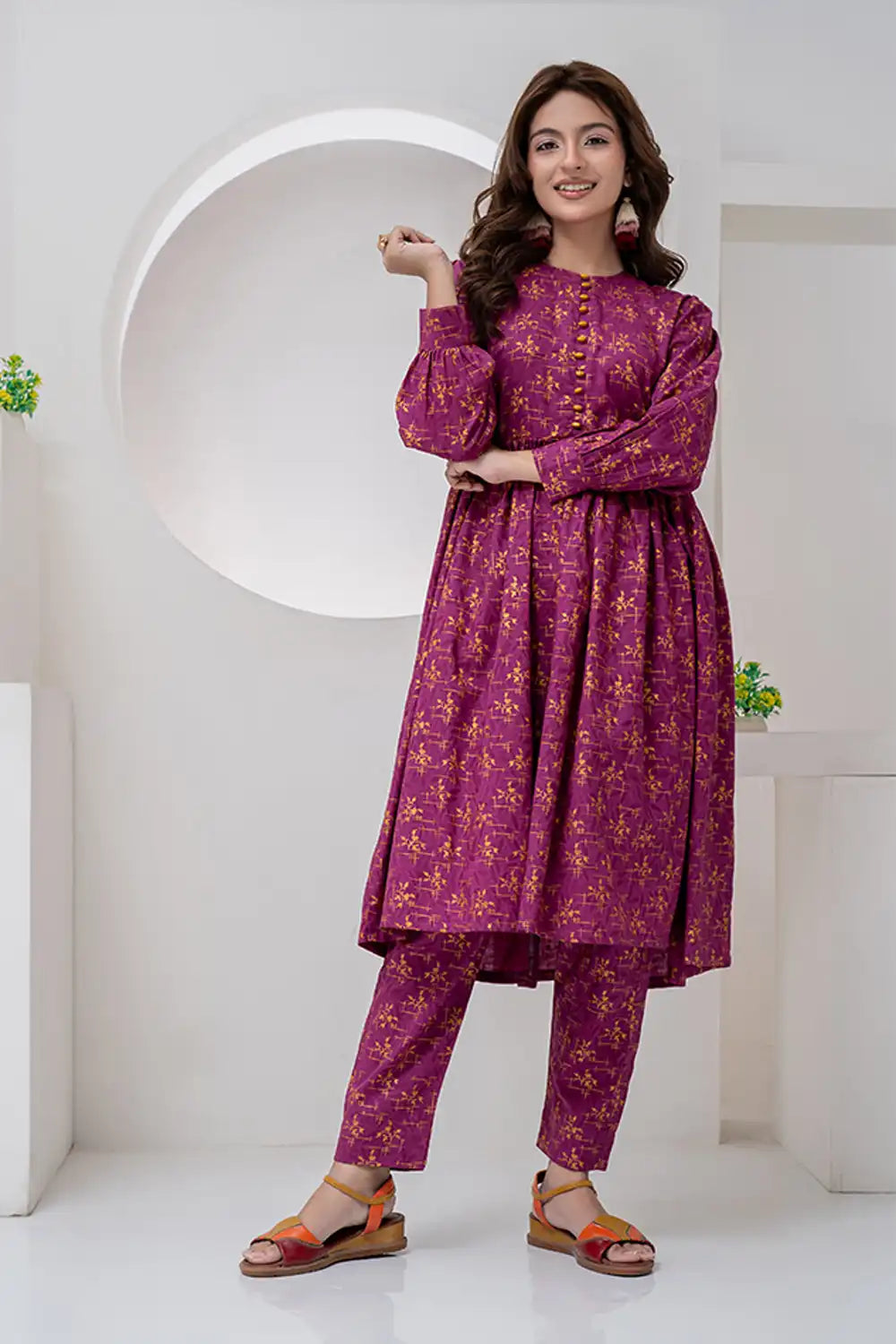 2 Piece Lawn Frock Style Maxi-021