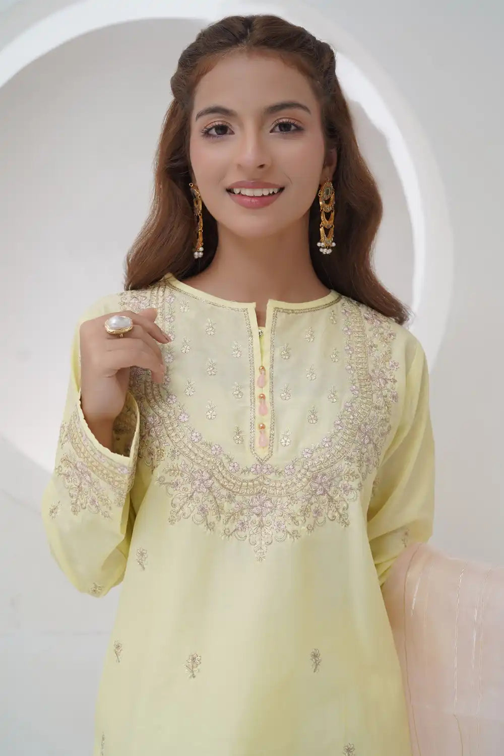 3 Piece Embroidered Suit with Organza Dupatta R-T-SFC-006