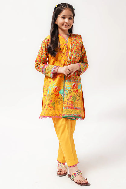 3 Piece Yellow Floral Digital Printed Lawn Suit 3PCS-045