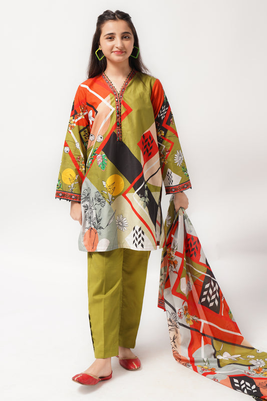 3 Piece Suit Digital Printed Lawn 3PCS-046