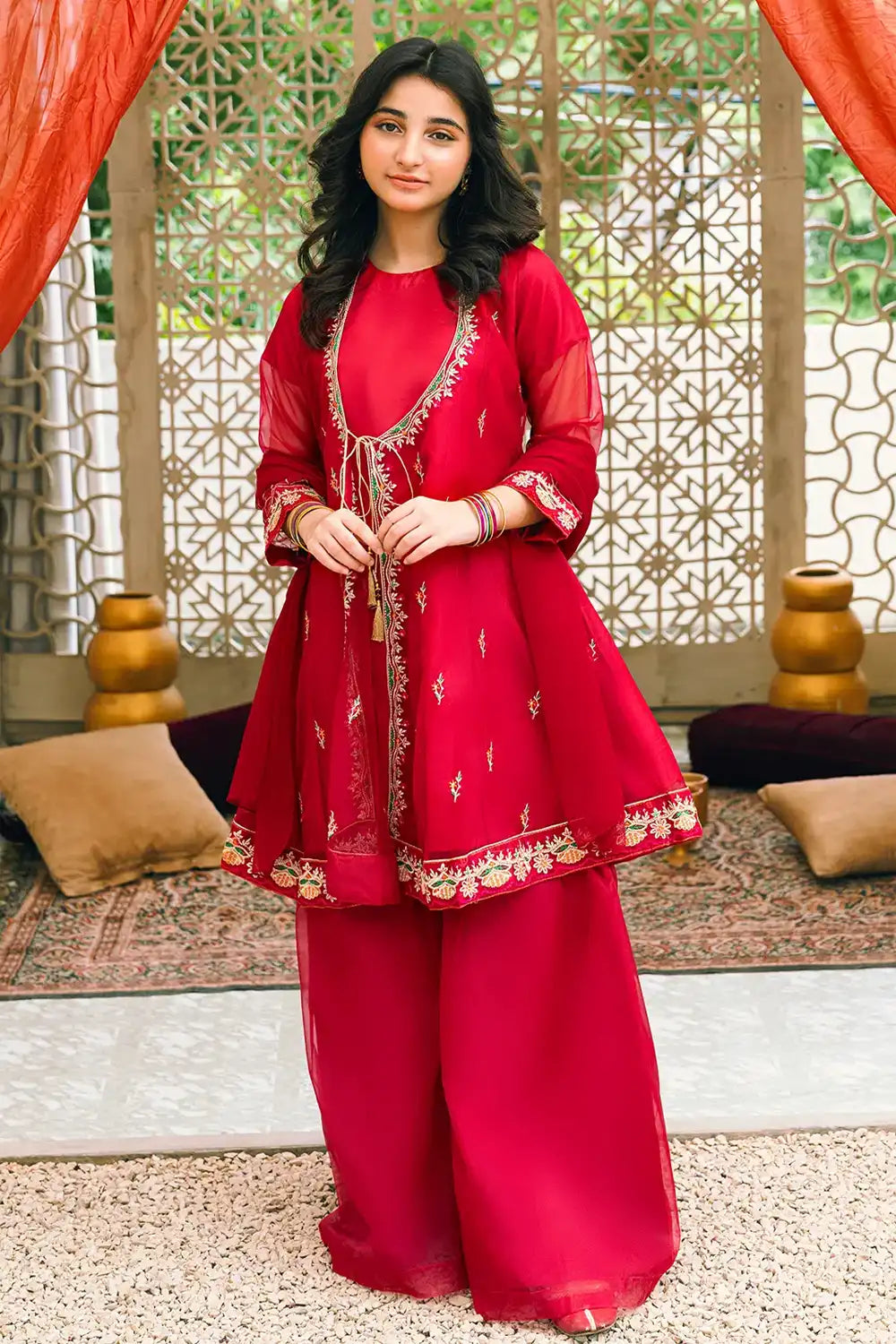 3 Piece Embroidered Dress Angrakha Style RTWFDS-014