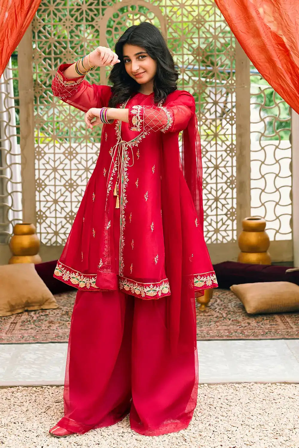 3 Piece Embroidered Dress Angrakha Style RTWFDS-014