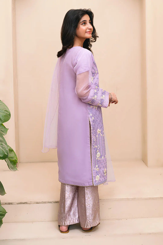 3 Piece Suit Lilac Embroidered with Banarsi Trouser RTWFDS-013