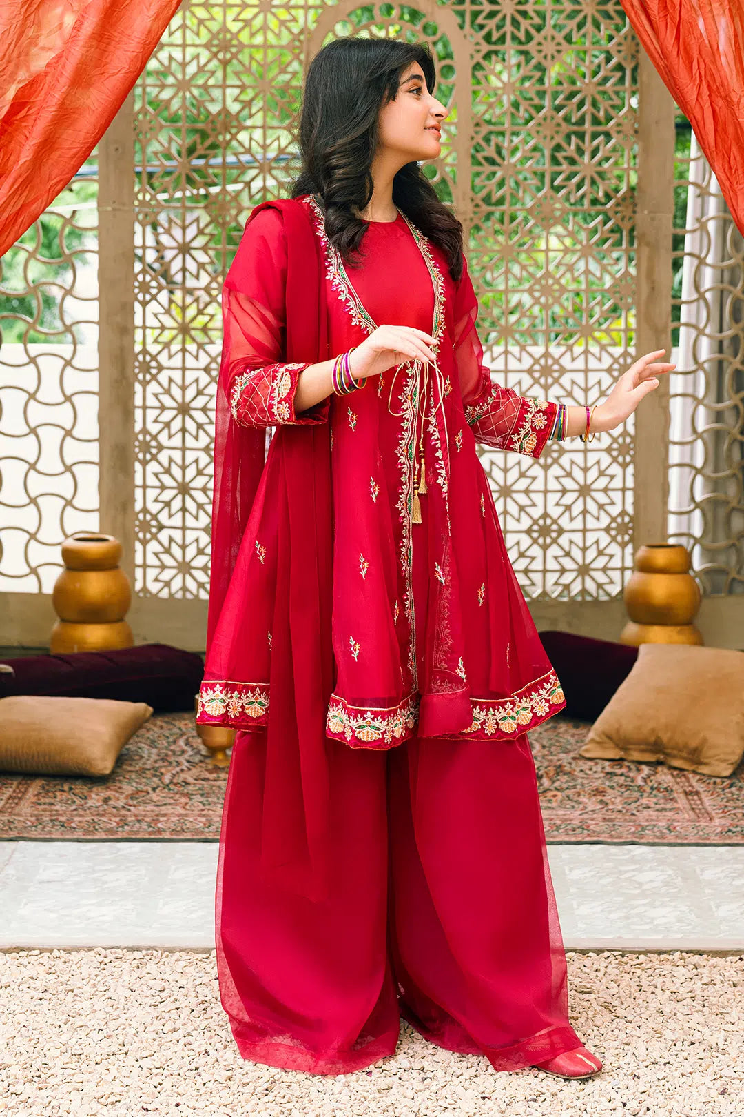 3 Piece Embroidered Dress Angrakha Style RTWFDS-014