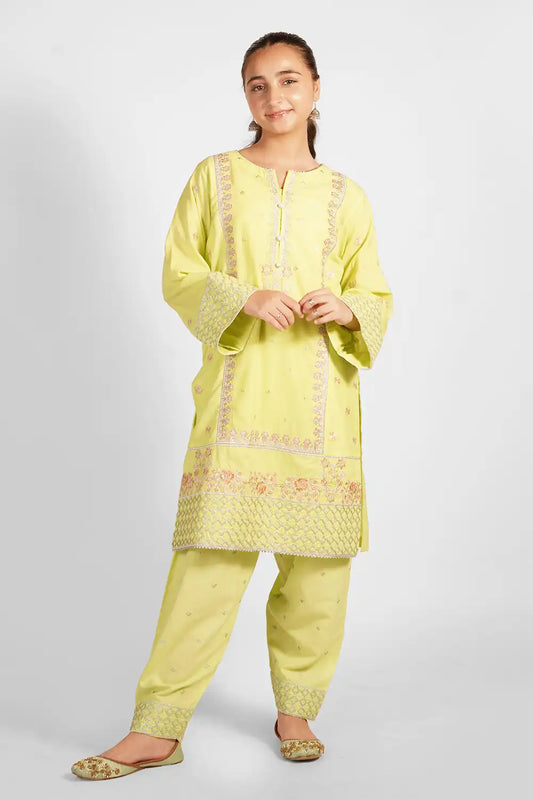 2 Piece Embroidered Suit with Floral Thread Work Festive wear SFC-195