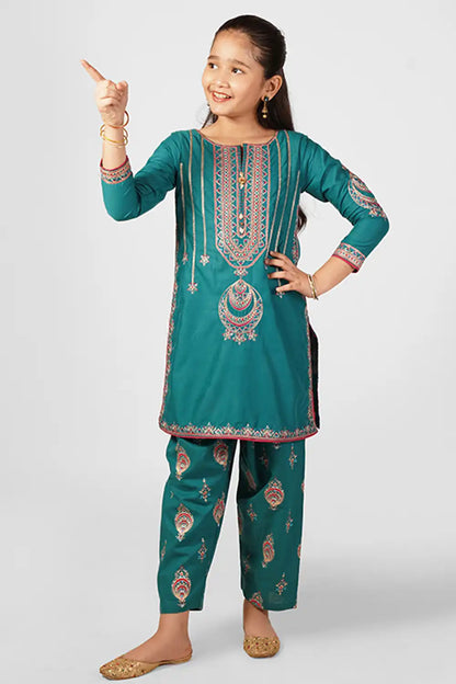 2 Piece Embroidered Suit with Table Print Shalwar SFC-196