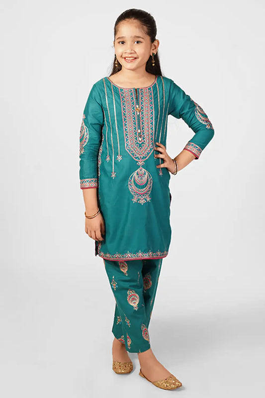 2 Piece Embroidered Suit with Table Print Shalwar SFC-196