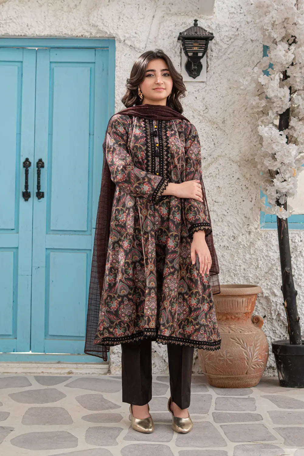Embroidered Lawn Frock Suit - T-ALP-EMB-019