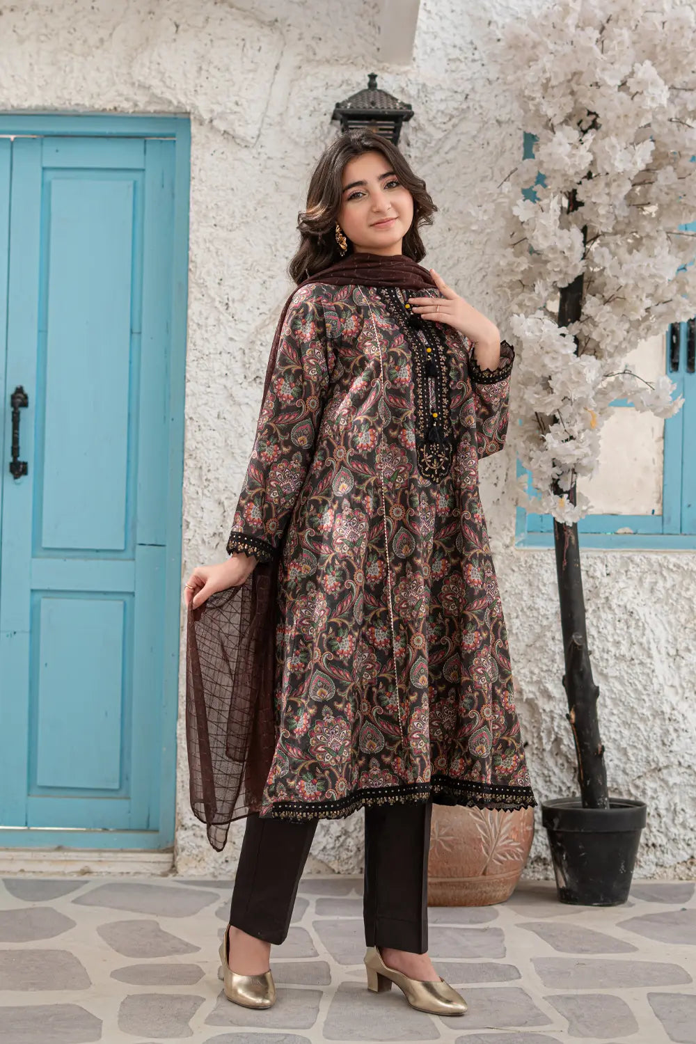 Embroidered Lawn Frock Suit - T-ALP-EMB-019