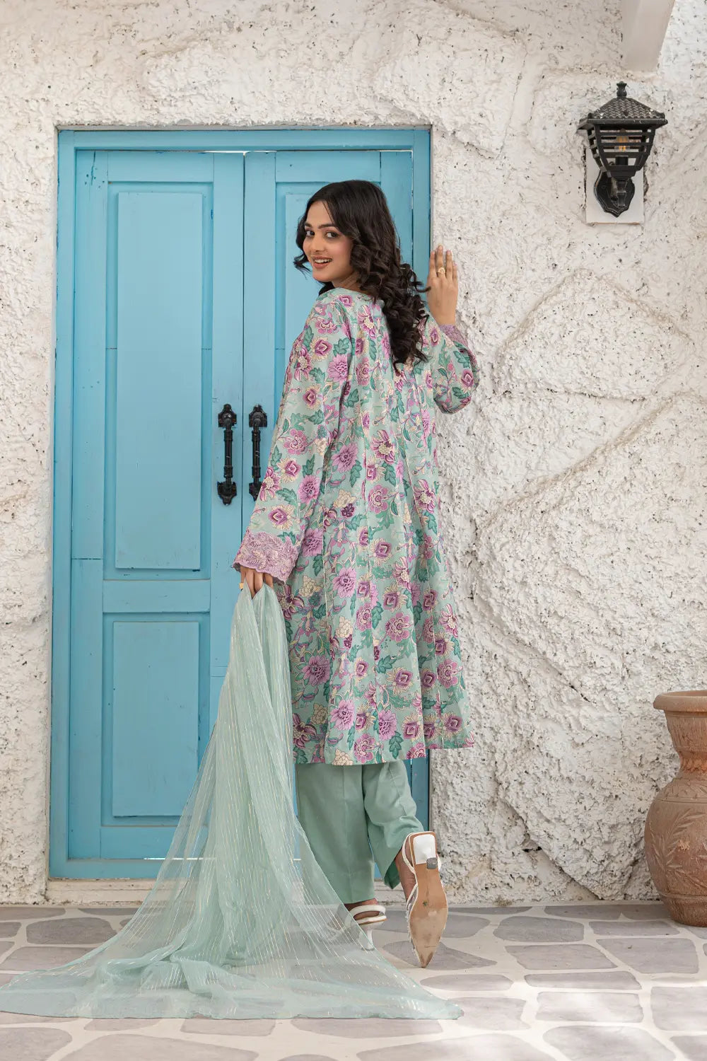 Embroidered Cotton Lawn Suit - T-ALP-EMB-022
