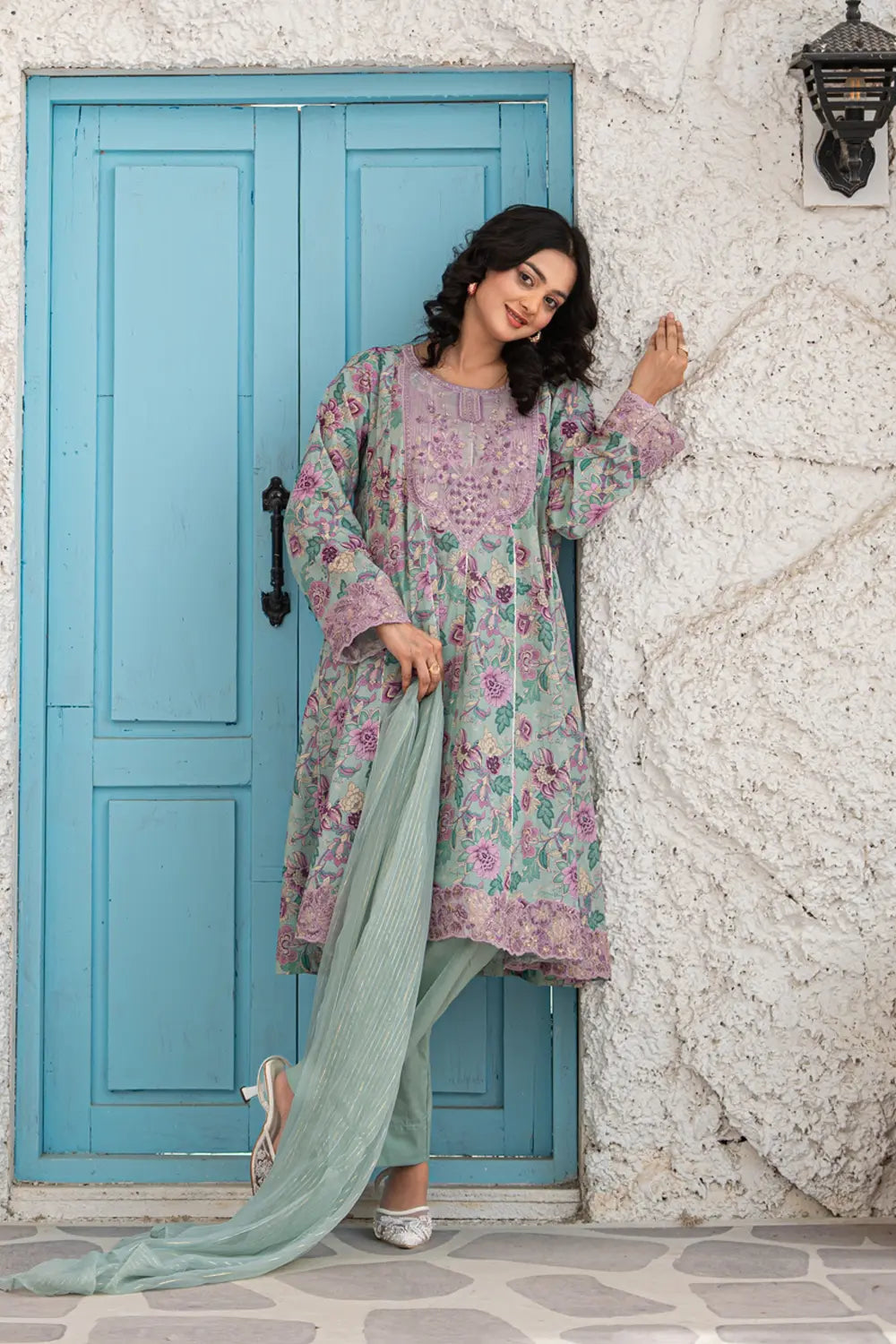 Embroidered Cotton Lawn Suit - T-ALP-EMB-022