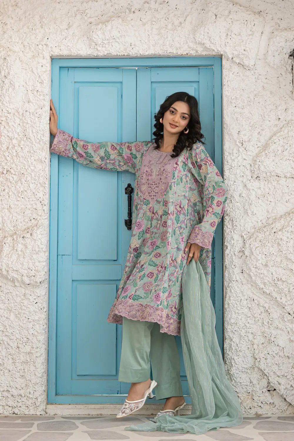 Embroidered Cotton Lawn Suit - T-ALP-EMB-022