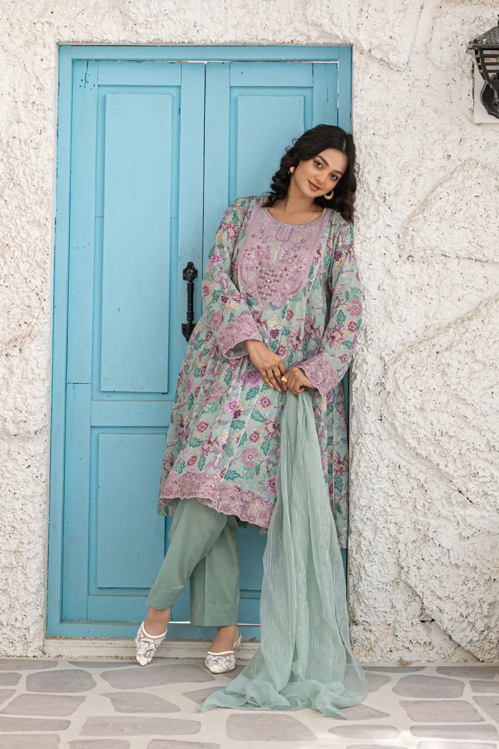 Embroidered Cotton Lawn Suit - T-ALP-EMB-022