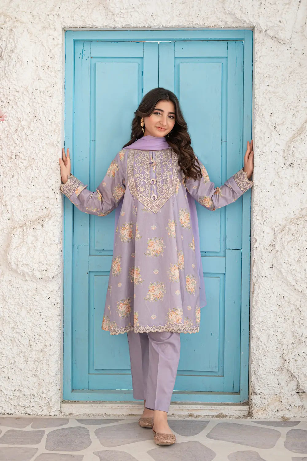 Embroidered Cotton Lawn Suit - T-ALP-EMB-023