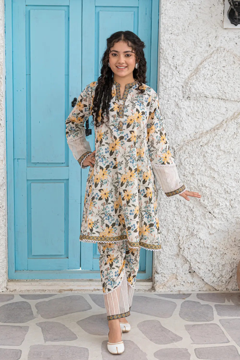 Printed Cotton Lawn Tunic Co-Ord Set - T-ALP-S26-016
