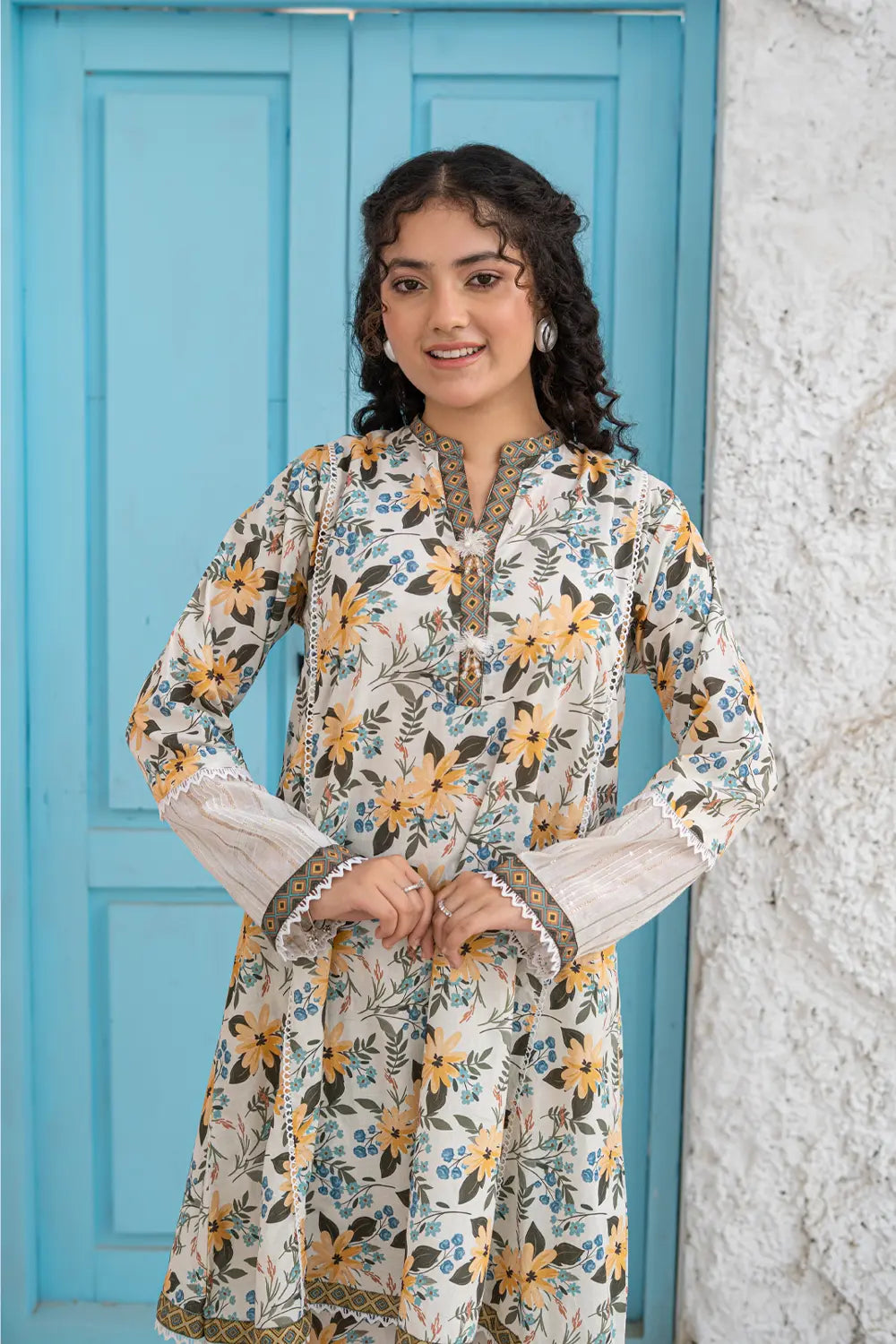 Printed Cotton Lawn Tunic Co-Ord Set - T-ALP-S26-016