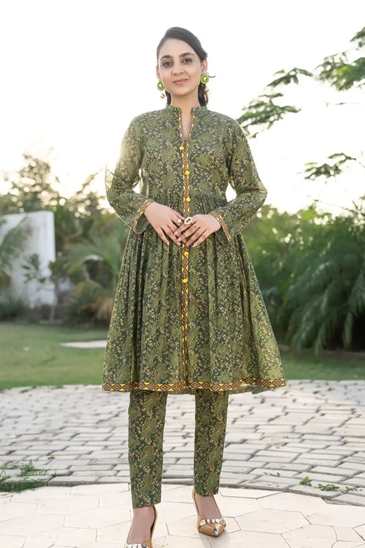 2 Piece Suit Lawn All-Over Printed Shirt with Trouser T-ALPRTW-032