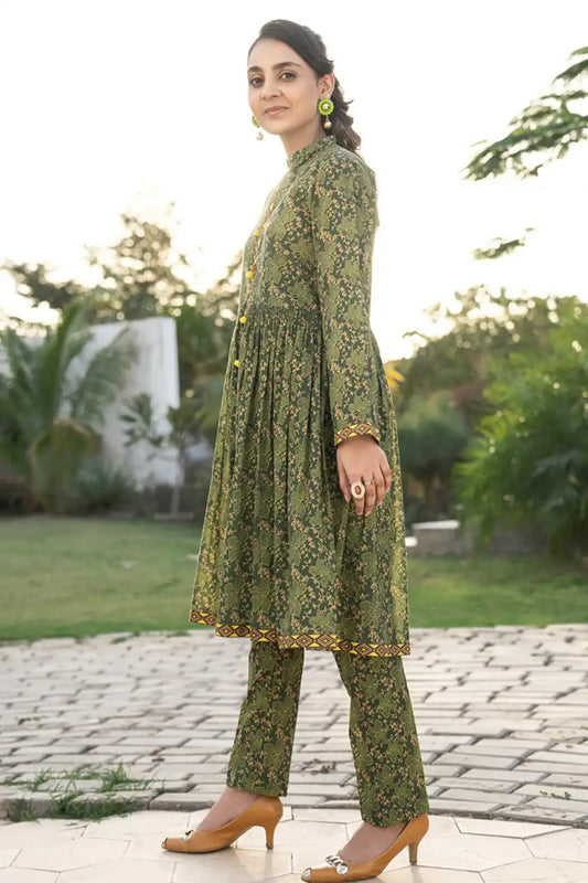 2 Piece Suit Lawn All-Over Printed Shirt with Trouser T-ALPRTW-032
