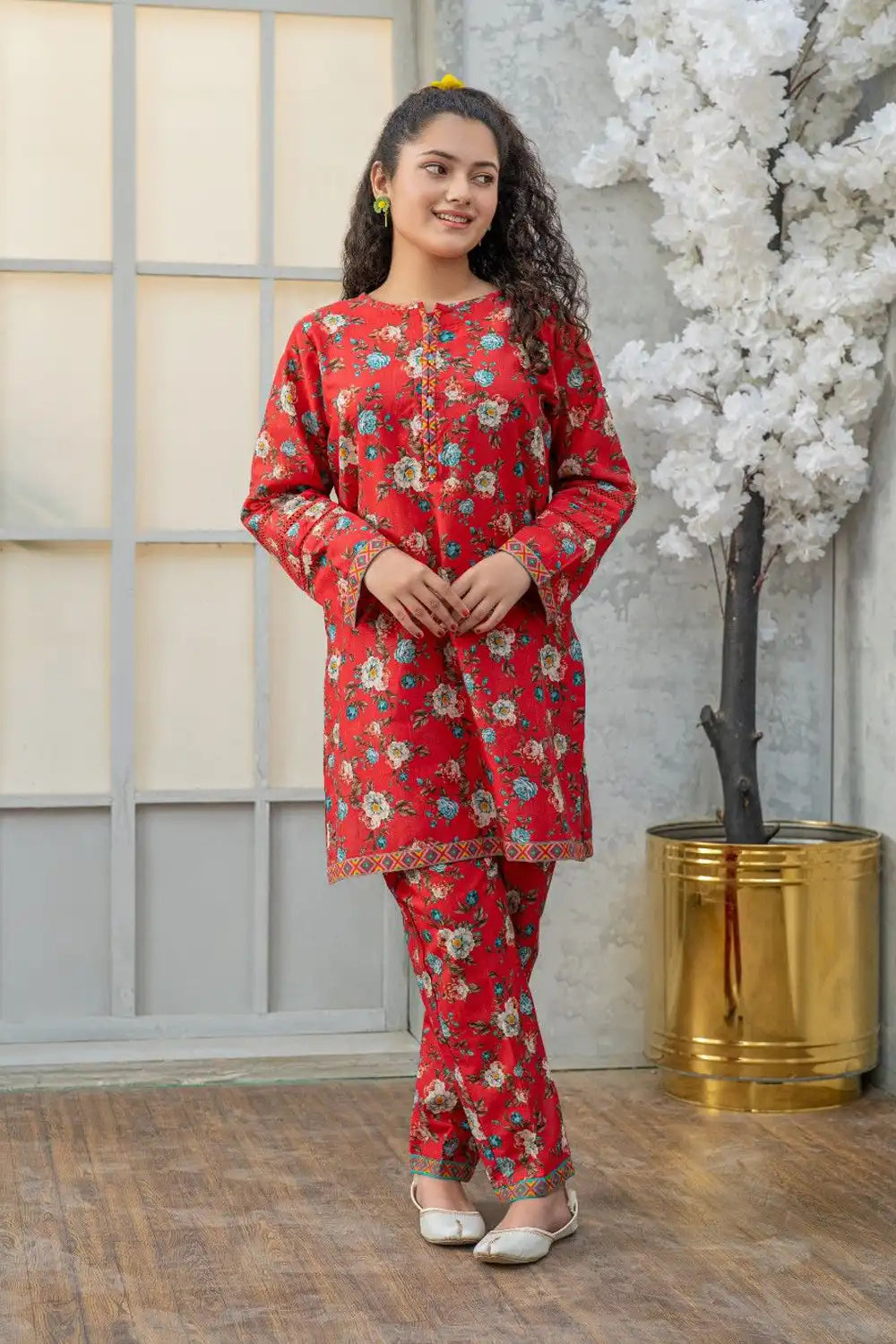 2 Piece Suit Digital Printed Co-ord Set Cotton Outfit T-ALPRTW-040