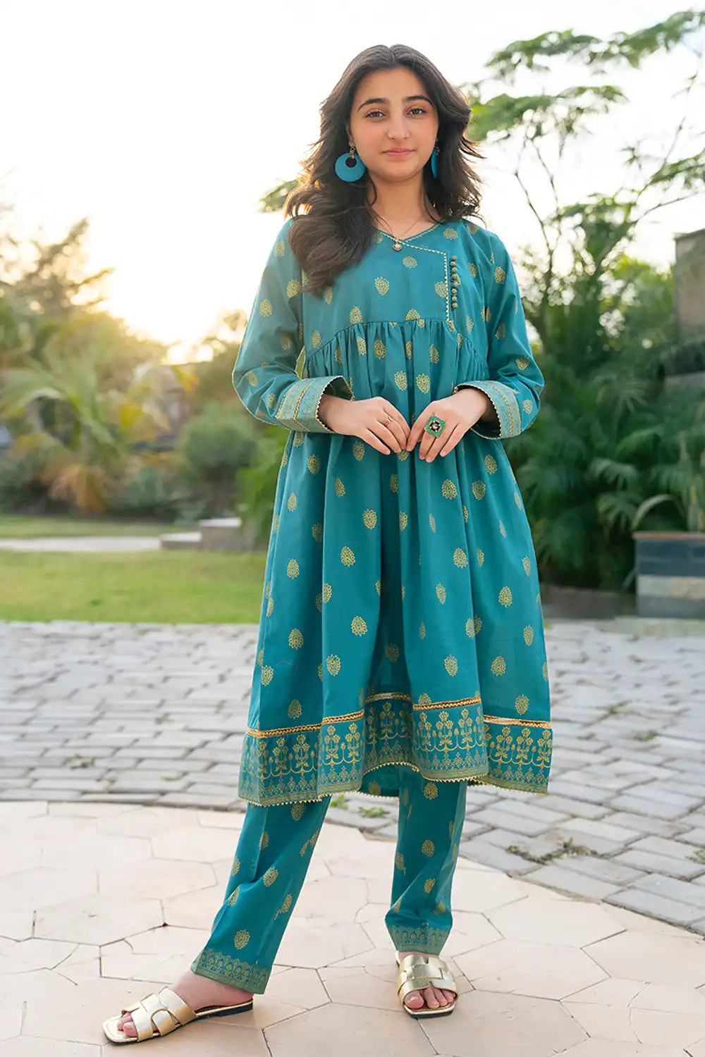 2 Piece Suit Lawn Allover Jacquard Frock with Trouser T-ALPRTW-057