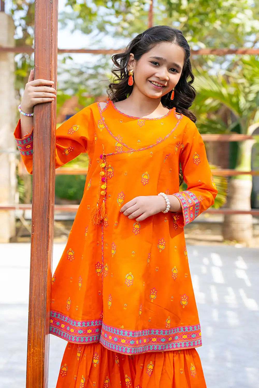 2 Piece Suit Printed Angrakha with Garara & Dupatta T-ALPRTW-062