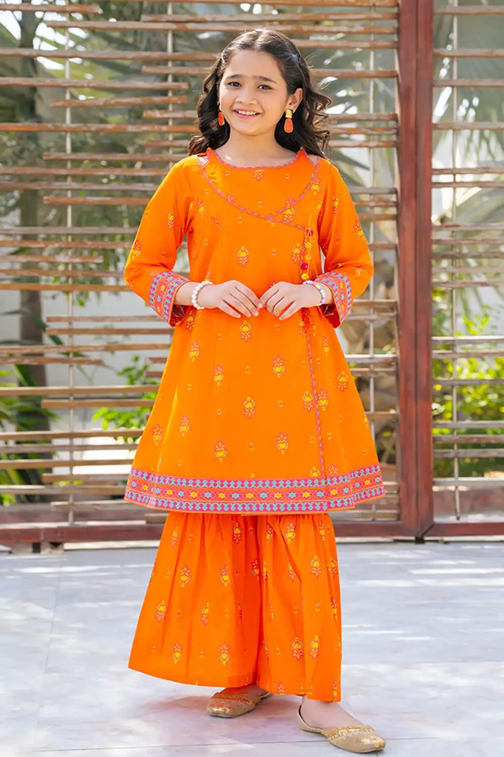 2 Piece Suit Printed Angrakha with Garara & Dupatta T-ALPRTW-062