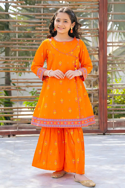 2 Piece Suit Printed Angrakha with Garara & Dupatta T-ALPRTW-062