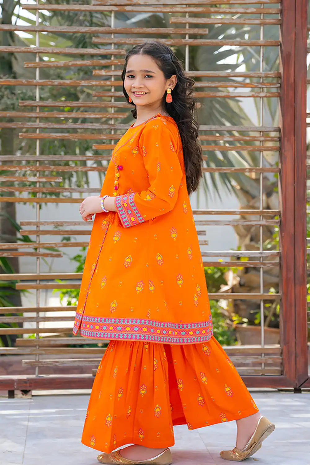 2 Piece Suit Printed Angrakha with Garara & Dupatta T-ALPRTW-062