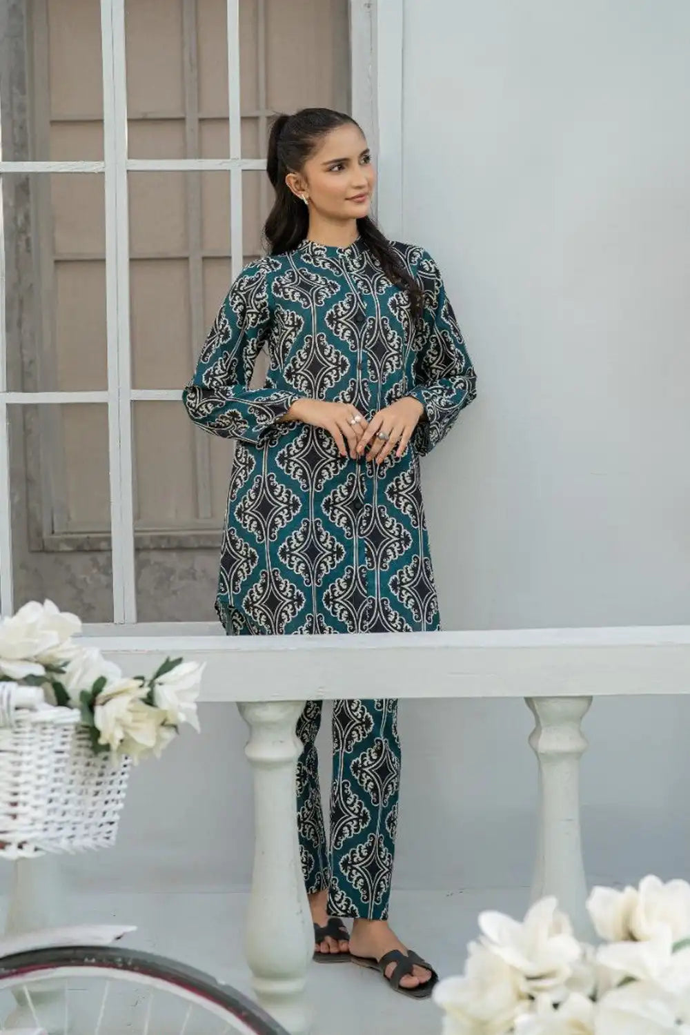Printed Khaddar Co-Ord Set - T-CK-001